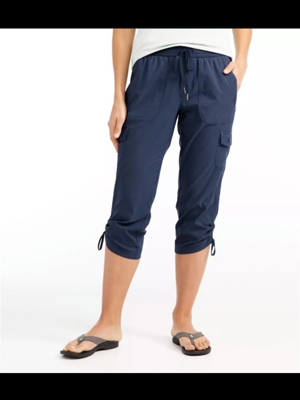 L.L. Bean Vista Camp Cargo Pants Cropped Navy Blue Sz Small